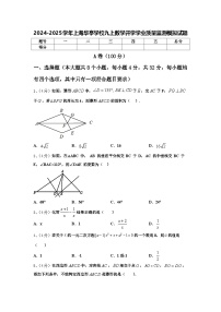 2024-2025学年上海华亭学校九上数学开学学业质量监测模拟试题【含答案】