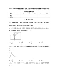 2024-2025学年四川省广元市万达中学数学九年级第一学期开学学业水平测试试题【含答案】