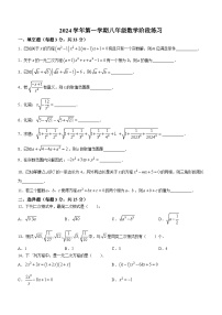 上海市上海民办兰生中学2024-2025学年八年级上学期9月第一次月考数学试题(无答案)