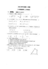 2023-2024学年上海市徐汇区部分学校八年级（上）月考数学试卷（12月份）