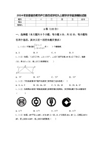 2024年安徽省合肥市庐江县志成学校九上数学开学监测模拟试题【含答案】