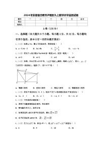 2024年安徽省合肥市庐阳区九上数学开学监测试题【含答案】