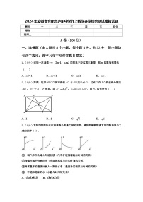 2024年安徽省合肥市庐阳中学九上数学开学综合测试模拟试题【含答案】