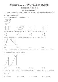 济南市历下区2023-2024学年九年级上学期期中数学试题（含答案）