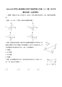 2024-2025学年山东省泰安市东平实验学校九年级（上）第一次月考数学试卷（五四学制）(含解析）