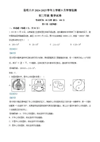 云南昆明八中2024-2025学年九年级上学期9月月考数学试题（解析版）