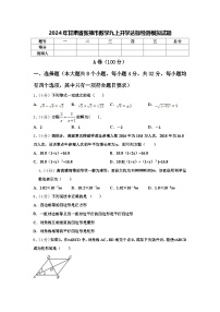 2024年甘肃省张掖市数学九上开学达标检测模拟试题【含答案】