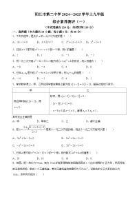 广东省阳江市第二中学2024-2025学年九年级上学期9月月考数学试题(无答案)