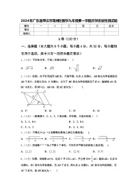 2024年广东省肇庆市端州区数学九年级第一学期开学质量检测试题【含答案】