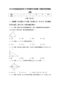 2024年河北省石家庄市43中学数学九年级第一学期开学统考模拟试题【含答案】