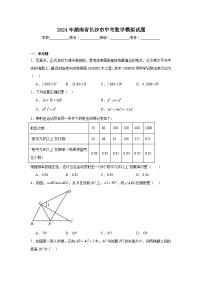 2024年湖南省长沙市中考数学模拟试题