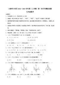 天津市宁河区2024～2025学年九年级上学期第一次月考数学模拟试题+