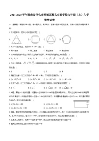 2024-2025学年湖南省怀化市鹤城区雅礼实验学校九年级（上）入学数学试卷（含答案）