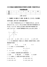 2024年黑龙江省鹤岗市绥滨五中学数学九年级第一学期开学学业水平测试模拟试题【含答案】