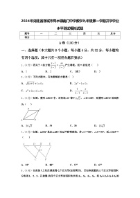 2024年湖北省通城市隽水镇南门中学数学九年级第一学期开学学业水平测试模拟试题【含答案】