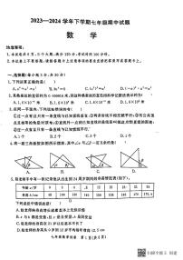 河南省郑州中学2023-2024上学七年级下学期期中考试数学试卷(含答案)