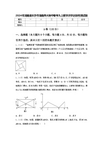 2024年湖南省长沙市湖南师大附中联考九上数学开学达标检测试题【含答案】