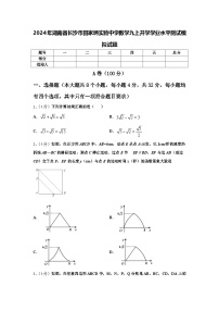 2024年湖南省长沙市田家炳实验中学数学九上开学学业水平测试模拟试题【含答案】