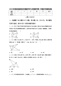 2024年级安徽省淮北市西园中学九年级数学第一学期开学调研试题【含答案】