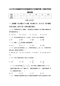 2024年江苏省南京市玄武外国语学校九年级数学第一学期开学检测模拟试题【含答案】