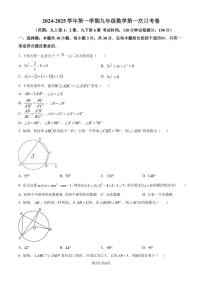 江苏苏州中学2024年九年级上学期第一次月考数学试卷+答案