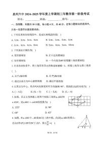 福建省泉州市第六中学2024--2025学年上学期第一次月考九年级数学试题