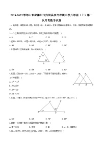 2024-2025学年山东省德州市齐河县表白寺镇中学八年级（上）第一次月考数学试卷（含解析）