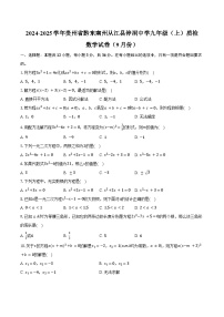 2024-2025学年贵州省黔东南州从江县停洞中学九年级（上）质检数学试卷（9月份）（含解析）