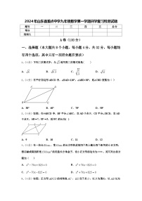 2024年山东省重点中学九年级数学第一学期开学复习检测试题【含答案】