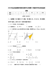 2024年山东省淄博市周村区数学九年级第一学期开学学业质量监测试题【含答案】