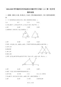 [数学]2024～2025学年山东省德州市齐河县表白寺镇中学八年级(上)第一次月考试卷(有答案)