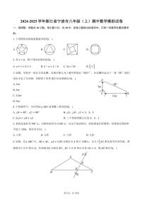 [数学][期中]2024～2025学年浙江省宁波市八年级(上)期中模拟试卷(有答案)