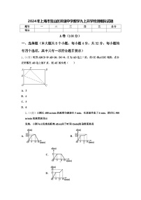 2024年上海市宝山区淞谊中学数学九上开学检测模拟试题【含答案】