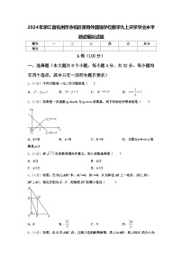 2024年浙江省杭州市余杭区英特外国语学校数学九上开学学业水平测试模拟试题【含答案】