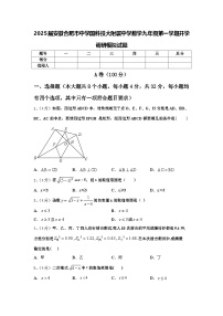 2025届安徽合肥市中学国科技大附属中学数学九年级第一学期开学调研模拟试题【含答案】