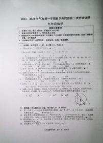 2023-2024学年江苏省宿迁市洋河新区教学共同体九年级（上）第三次调研数学试卷