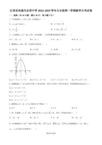 江苏南通启秀中学2024年九年级上学期上学期数学月考试卷+答案