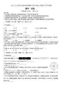 上海市南洋模范中学2024-2025学年九年级上学期10月月考数学试题