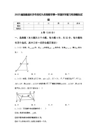 2025届湖南省长沙市名校九年级数学第一学期开学复习检测模拟试题【含答案】