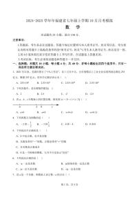 福建省2024-2025学年七年级上学期10月月考数学模拟试卷（原卷版+解析版）