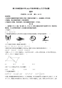 广西壮族自治区南宁市青秀区南宁沛鸿民族中学2023-2024学年八年级上学期12月月考数学试题（含答案）