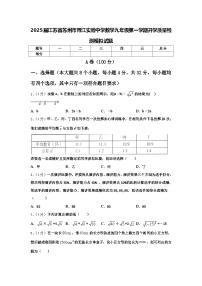 2025届江苏省苏州市胥江实验中学数学九年级第一学期开学质量检测模拟试题【含答案】