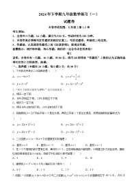 浙江省金华市东阳市横店联考2024-2025学年九年级上学期10月月考数学试题(无答案)