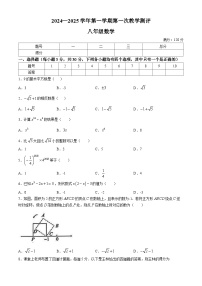 河南省周口市淮阳区多校2024-2025学年八年级第一学期第一次月考数学试卷(无答案)