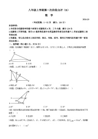 河南省安阳市林州市第七中学2024-2025学年八年级上学期10月月考数学试题(无答案)