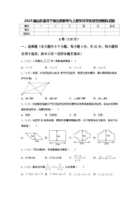 2025届山东省济宁鱼台县联考九上数学开学质量检测模拟试题【含答案】