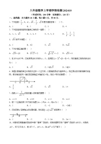 山东省菏泽市牡丹区第二十一初级中学2024-2025学年八年级上学期10月月考数学试题(无答案)