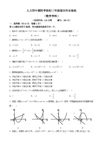 北京市中国人民大学附属中学朝阳学校2024~—2025学年上学期10月月考九年级数学试卷(无答案)