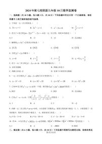 湖北武汉黄陂区七校联盟2024年九年级上学期10月月考数学试题+答案