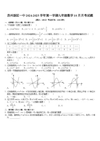 江苏省苏州新区一中2024-2025学年上学期九年级数学10月月考试题